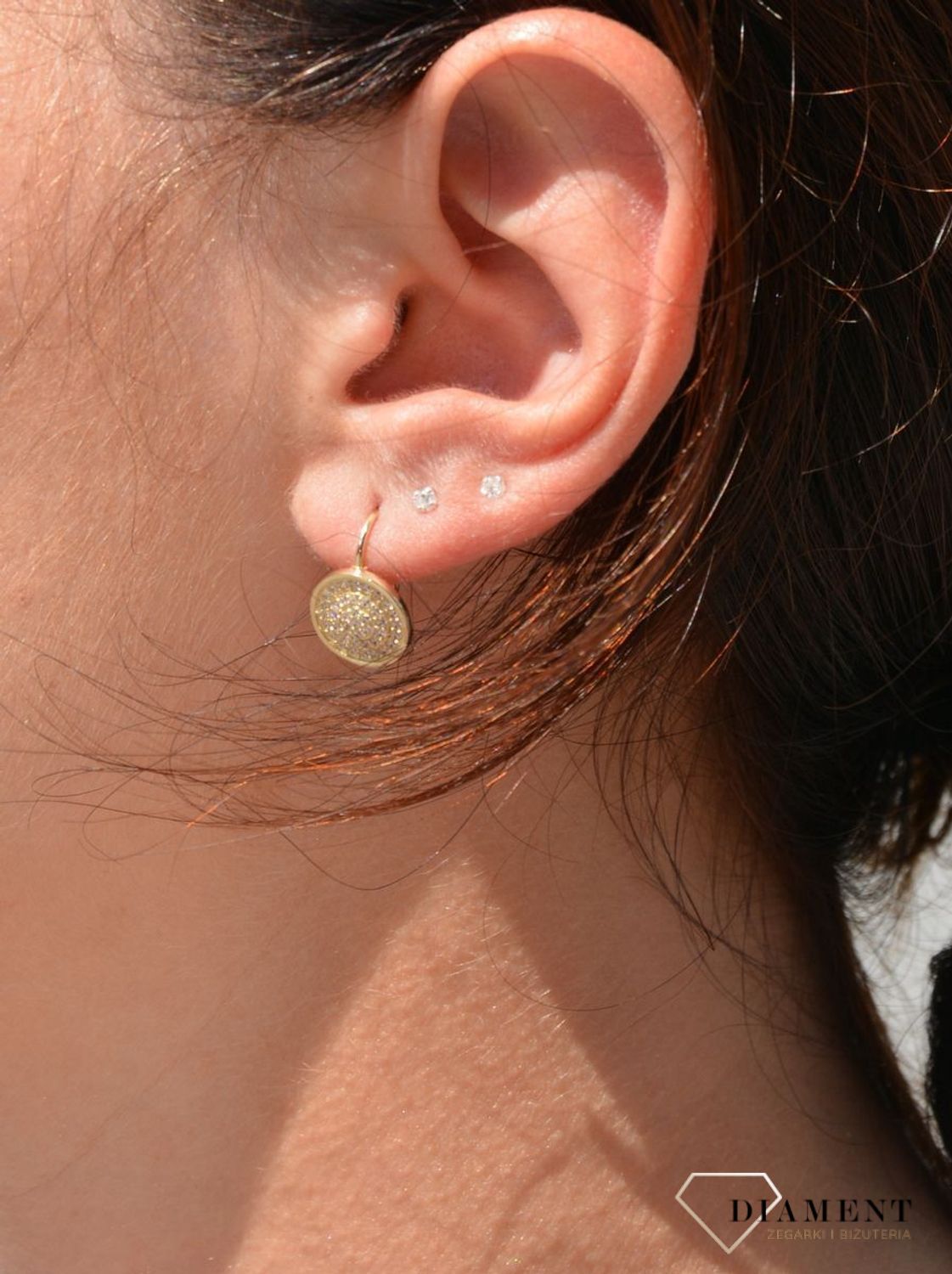 Kolczyki złote ' Cyrkonie w okręgu ' KL 9662.jpg